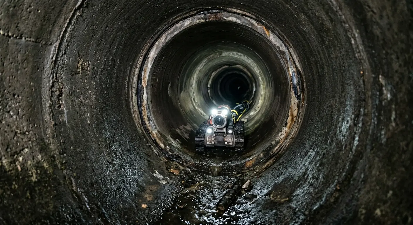 Robotic sewer camera inspecting pipe interior for Drain Snake Service in Manhattan